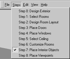 Place Builder step menu