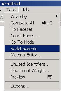 ScaleFacesets menu item from VRMLPad 1.3